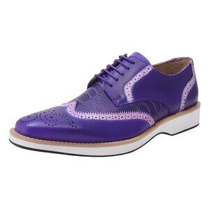 LIBERTYZENO Mens Wingtip Ostrich Skin Print Genuine Leather Oxford Dress Shoes